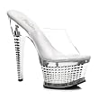 6 1/2 Inch Sexy High Heel Shoes Textured Platform Slide Shoes Open Toe Chrome Clear