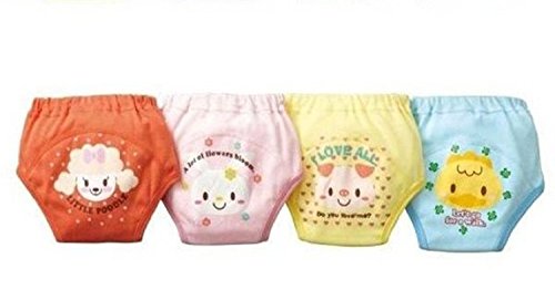 Losorn (Tm) 4 X Baby Toddler Girls Cute Pack of 4 Layers Potty Training Pants Reusable (90, A1)