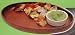 Cherry Finished Wood Snack Platter with Ceramic Dip Bowl