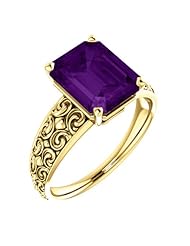 18K Yellow Gold 10.00x8.00mm Emerald Cut Chatham Created Alexandrite Ring -- LIFETIME WARRANTY