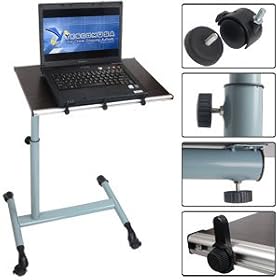 Black Adjustable Hospital Bedside Breakfast Table Laptop Notebook Desk Cart Food