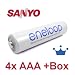Bild: 4er-Pack Sanyo eneloop Akkus AAA - Neueste Version! plus 4er-Pack Sanyo Eneloop Akkus AA / Mignon inkl. 2x Weiss - More Power + Transportchutzboxen