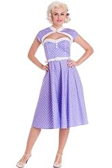 Polka Dot Print Cotton/Spandex Vintage Knee Length  Dress