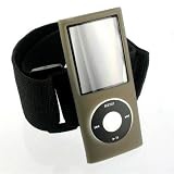 SMOKE (Nano 4th)iPod Nano Silicone Case Package for Apple 3rd / 4th Generation Skin Cover + Screen Protector and Armband Compatible with Nike+iPod 4G 4 GB 8 GB 16 GB 16GB