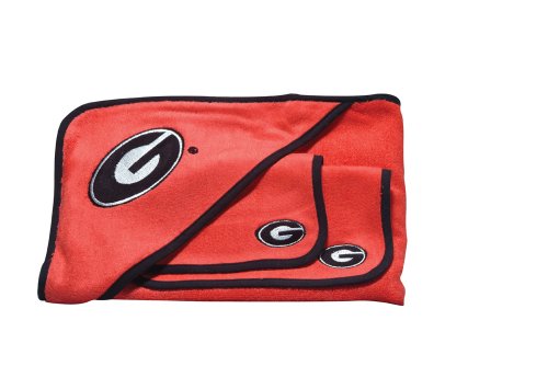 Pickles Collegiate Embroidered Wash Cloth and Hooded Towel Set, University of Georgia