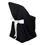 Polyester Folding Chair Cover with Sash Black/White