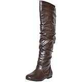 Womens Knee High Boots Ruched Calf Accent Easy Slip On Over Knee Flat