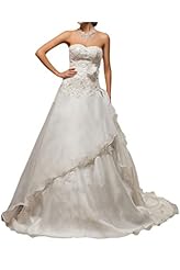 Strapless Natural   Waistline Organza  Lace-Up  Ball Gown Wedding Dress  With a Sash 