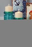 Teal Cylinder Rings Candle Holders