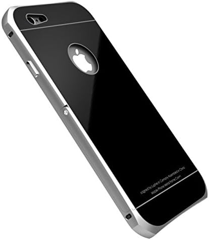 Uniqe Stand Series [Aluminum Metal Frame] with [Tempered Glass Back Case] Multi-layer Protective Case Cover for iPhone 6 Plus/iPhone 6s Plus (Silver+Black)