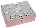 Silver plated baby girls large keepsake box in pink