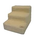Best Pet Supplies ST2203S Pet Stairs in White Lambs wool with 3 Steps