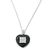 M&L Fine Jewelry Black & White Diamond Heart Pendant 1.14ct tw