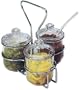 Condiment Jars and Rack Polycarbonate Jar With Lid