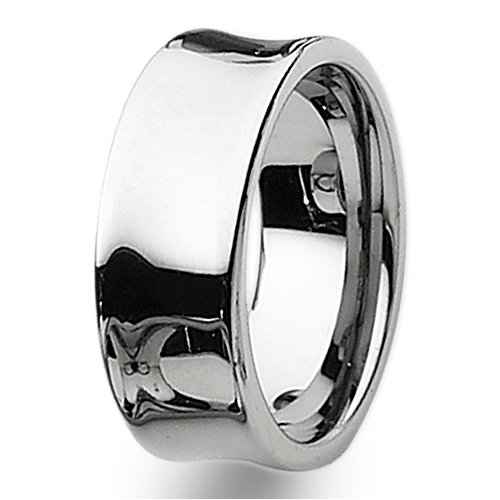 Concave Polished Tungsten Carbide Ring (9.0 mm) - Sizes 8-14