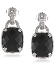 Sterling Silver Cushion Onyx Earrings