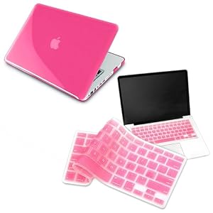Clear Pink Hard Shell Case Compatible With 13-Inch Macbook® Pro, W/ Free Light Pink Keyboard Skin