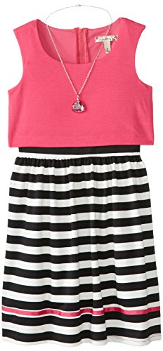 Speechless Big Girls' Solid Pop-Over-Stripe Dress