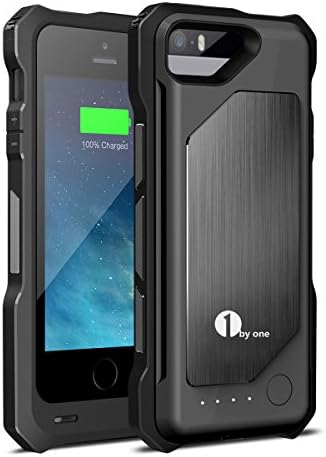 [Apple MFi Certified]1byone® 2400mAh Battery Case for iPhone 5/5s [Transforms Style/Black] Backup Battery Charger Case, Rechargeable & Portable Extended Battery Life Backup Power Bank for Iphone5 & 5s