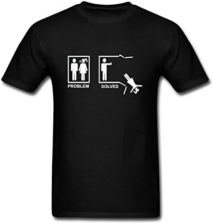 Men Funny T Shirt Short Sleeve Problem Solved Graphic T-Shirt Black Small
