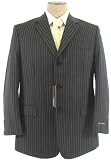 FUBU - FUBU Mens DP SB 3 Button Black Pinstripe Wool Suit - Size 52R
