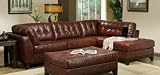 Tavillo Leather 2-piece Sectional Sofa, Cognac