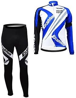 DGA KOOPLUS Unisex Spring Autumn Customized Cycling Clothing Long Sleeve Jersey Pants Polyester Cycling Suit-Blue+White , Font 10-Text Color 5#