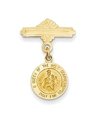 14k Reversible Queen of the Holy Scapular/Sacred Heart Medal Pin