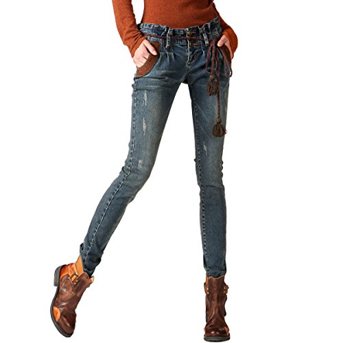 (アートカー)Artka オリジナルデザイン レディーズストラップ付きデニム美脚パンツ KN17441Q