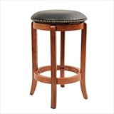24"H Counter Height Swivel Stool with Nail Head Trim in Cherry Finish