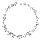 C.Z. .925 Sterling Silver Open Rose Necklace by Jewels Lovers