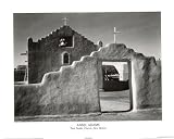 Professionally Framed Ansel Adams Taos Pueblo Church New Mexico Photo Art Poster - 16x20 with RichAndFramous Black Wood Frame
