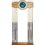 NEW NHL San Jose Sharks 2 piece Wood and Mirror Wall Cue Rack - NHL6000-SJS