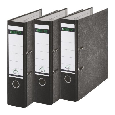 Leitz 180° A4 Board Lever Arch File 80mm Black - Pack of 3The Forest Stewardship Council