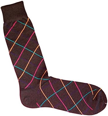 De Pio Men's Italian Sea Island Cotton Socks-Brown Fancy