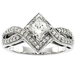 14K White Gold Diamond Semi Mount Engagement Ring