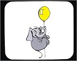 Mouse Pad with balloon, baby, flying, elephant, yellow