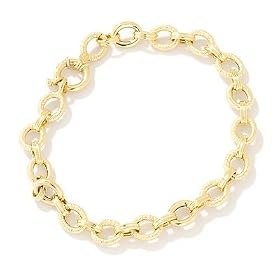 14K Gold 7.5" Fancy Link Charm Bracelet
