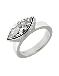 1.53 Ct White Gold EGL Certified Bezel Solitaire Marquee Shape Diamond Ring 14kt