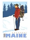 Snow Hiker, Rockport, Maine Art Giclee Poster Print by Lantern Press, 12x16
