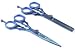 Suvorna Ador 5.5" Professional Barber Blue Titanium Coated Razor Edge Hair Cutting Shears / Scissors Set
