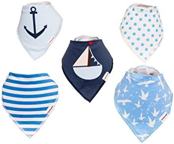 TRUBAMBI Bibs. Best Quality Baby Bandana Bibs. Perfect Bib for Drooling teething babies and toddlers. 5 pcs Super Absorbent Bibs. Baby Boy Gift set Stylish assorted designs (Blue)
