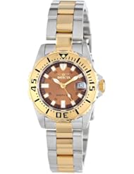 Invicta Womens 14372 Pro Diver Brown Dial Two Tone Stainless Steel Watch