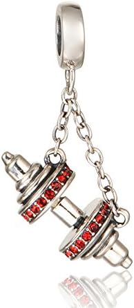 925 Sterling Silver Dumbbell Charm Beads Fit Pandora Charm Bracelet ...