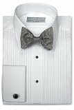 Neil Allyn Laydown Collar, 1/4 Pleated, Poly/Cotton with Convertible Cuffs/Placket Tuxedo Shirt