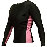 Women's Grappling Rash Guard - Long Sleeve - Black and Pink