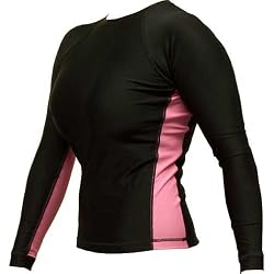 Women's Grappling Rash Guard - Piranha Gear - Long Sleeve - Black and Pink