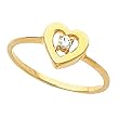 18K Yellow Gold Diamond Heart Promise Ring - 0.04 Ct.