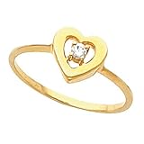 18K Yellow Gold Diamond Heart Promise Ring - 0.04 Ct.