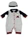 Beyond Basics Kids - Newborn Baby Boys Long Sleeved Coverall with Matching Cap, Grey, Navy